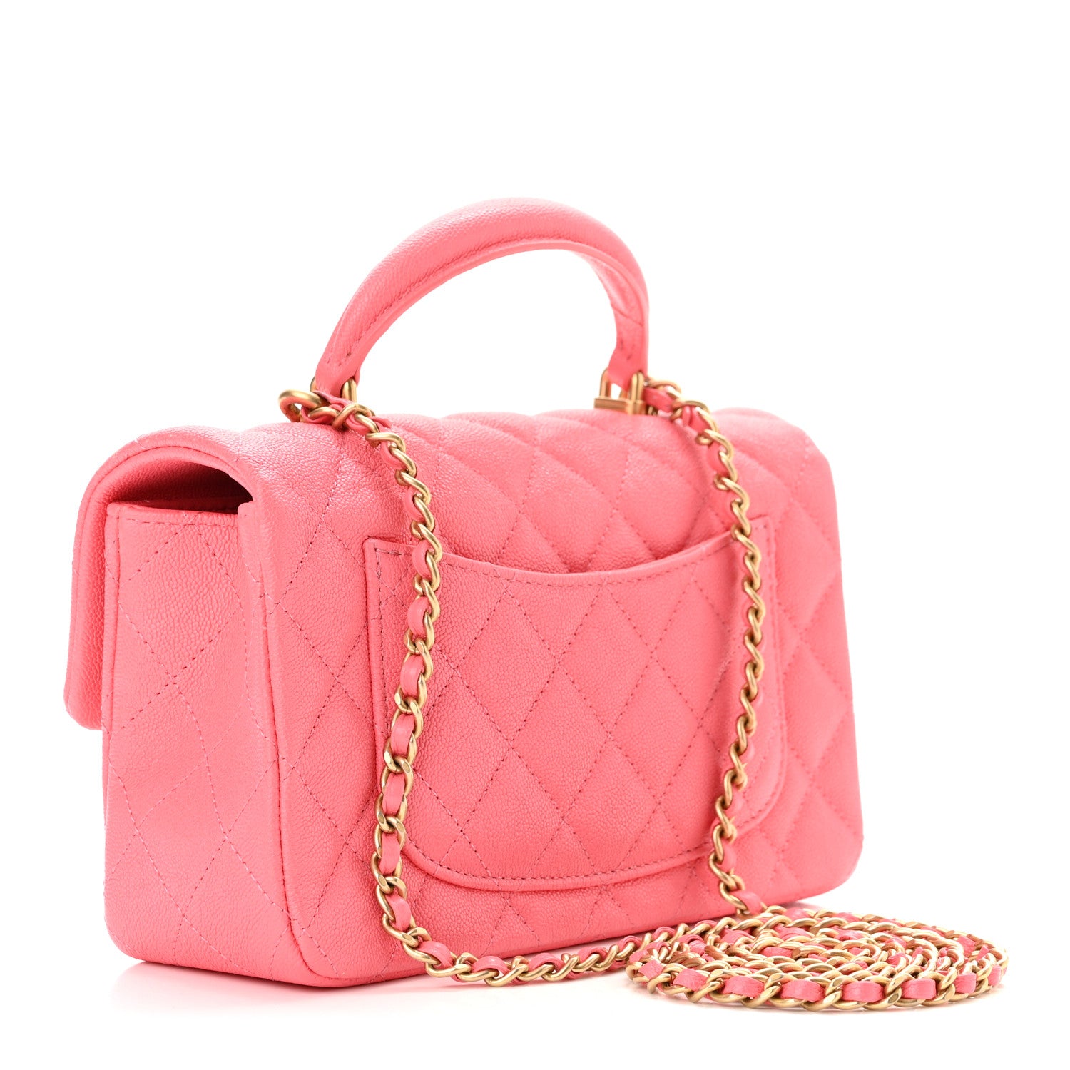 Chanel Caviar Quilted Mini Top Handle Rectangular Flap Pink 3 of 11