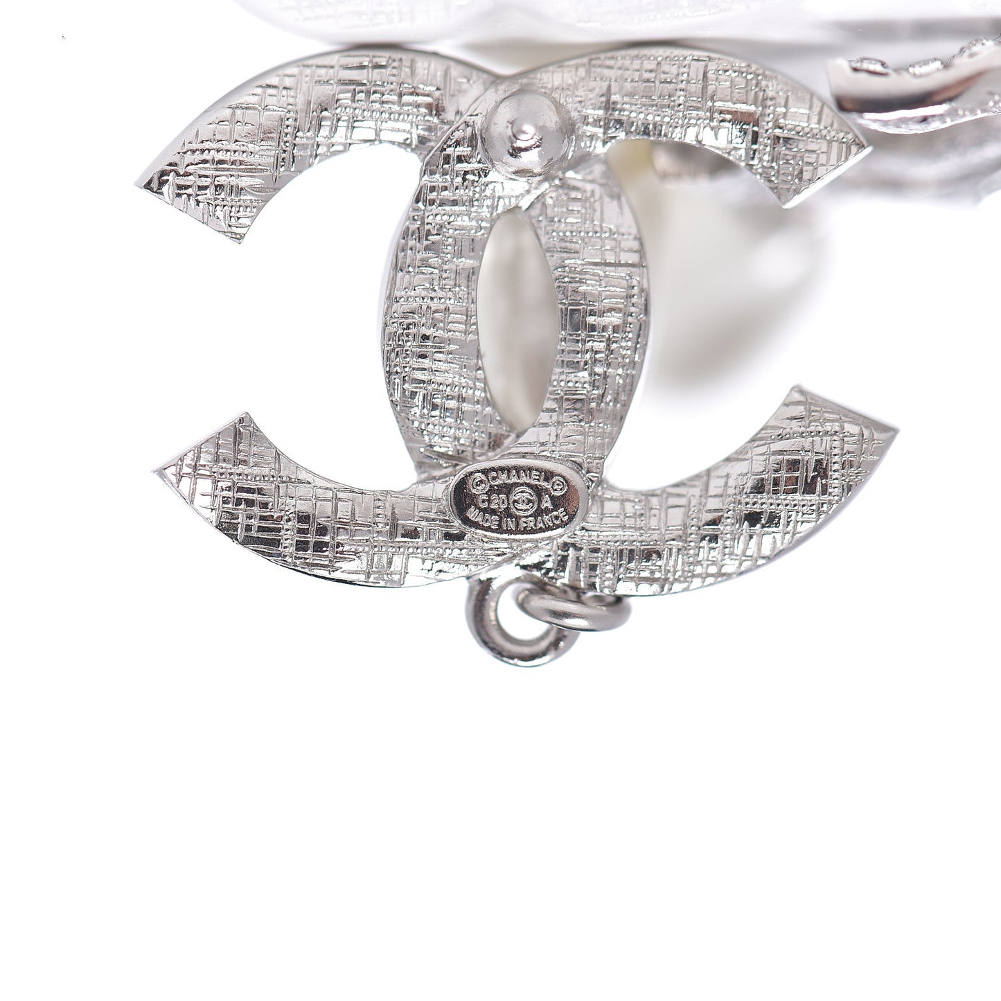 Crystal Pearl CC Drop Darling Bows Earrings Silver Pearly White