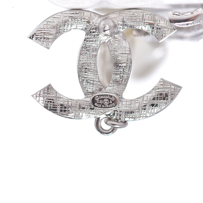 Chanel Crystal Pearl CC Drop Darling Bows Earrings Silver Pearly White 4 of 4