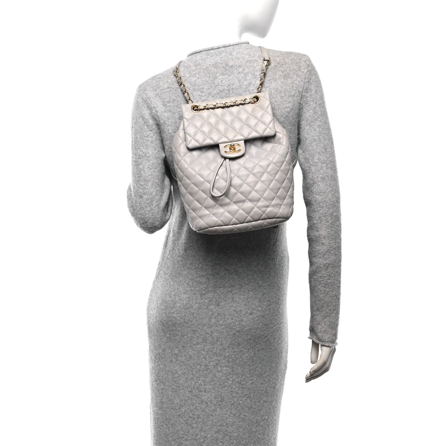 Calfskin Quilted Small Urban Spirit Backpack Grey