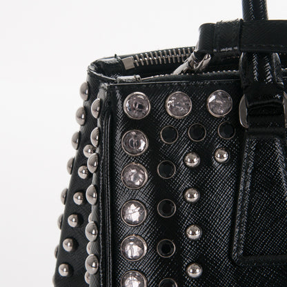 Prada Saffiano Vernice Crystal Small Galleria Double Zip Tote Black 11 of 16
