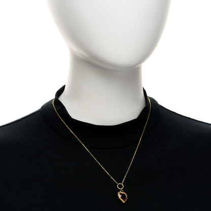 Foundrae 18K Yellow Gold Garnet Heart Love Miniature Medallion Belcher Chain Necklace 2 of 5
