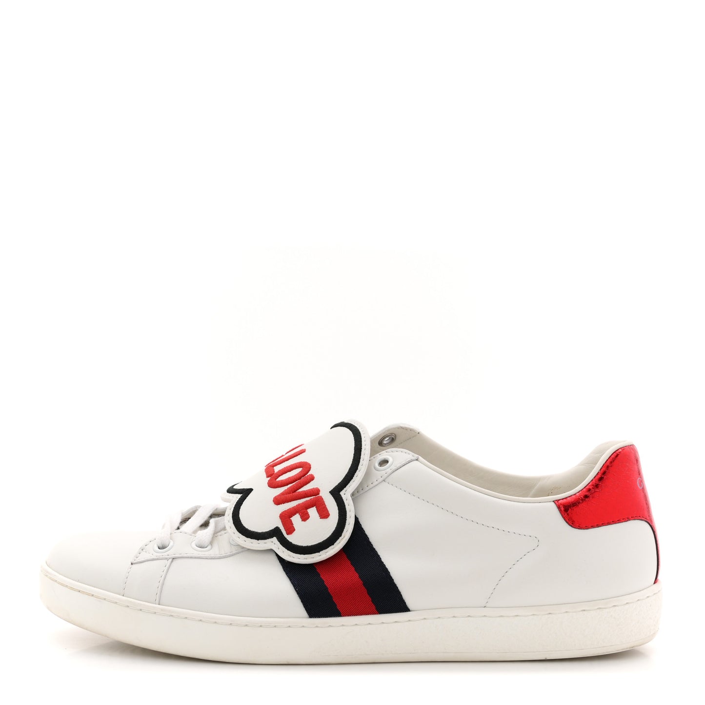 Calfskin Ayers Web Blind for Love Embroidered Womens Ace Sneakers 40.5 White