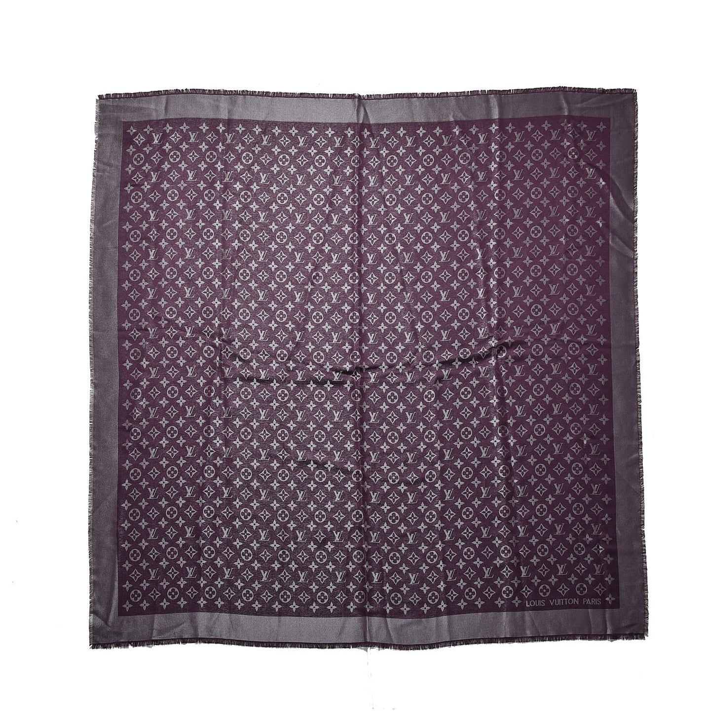 Silk Lurex Wool Monogram Shine Shawl Amarante