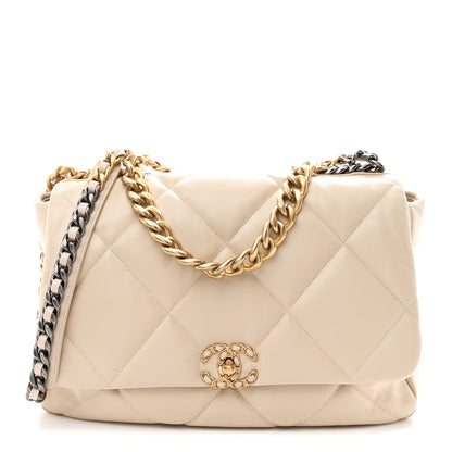 Chanel Goatskin Quilted Maxi Chanel 19 Flap Beige 1 of 11