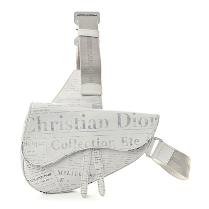 Christian Dior X DANIEL ARSHAM Grained Calfskin Newspaper Print Saddle Bag White 1 of 12