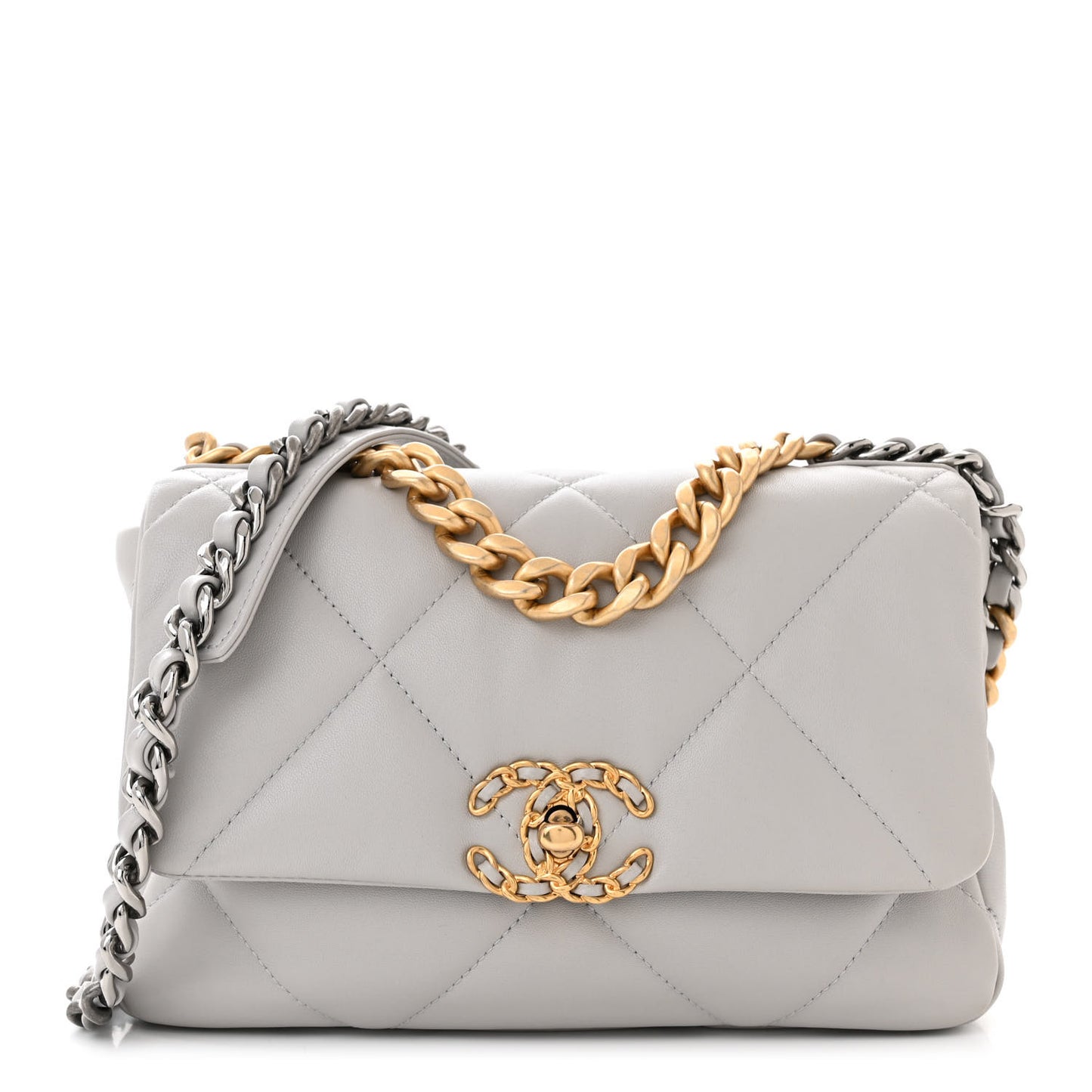Lambskin Quilted Medium Chanel 19 Flap Grey