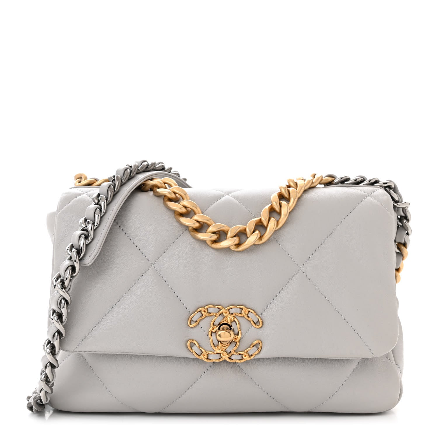 Chanel Lambskin Quilted Medium Chanel 19 Flap Grey 1 of 9