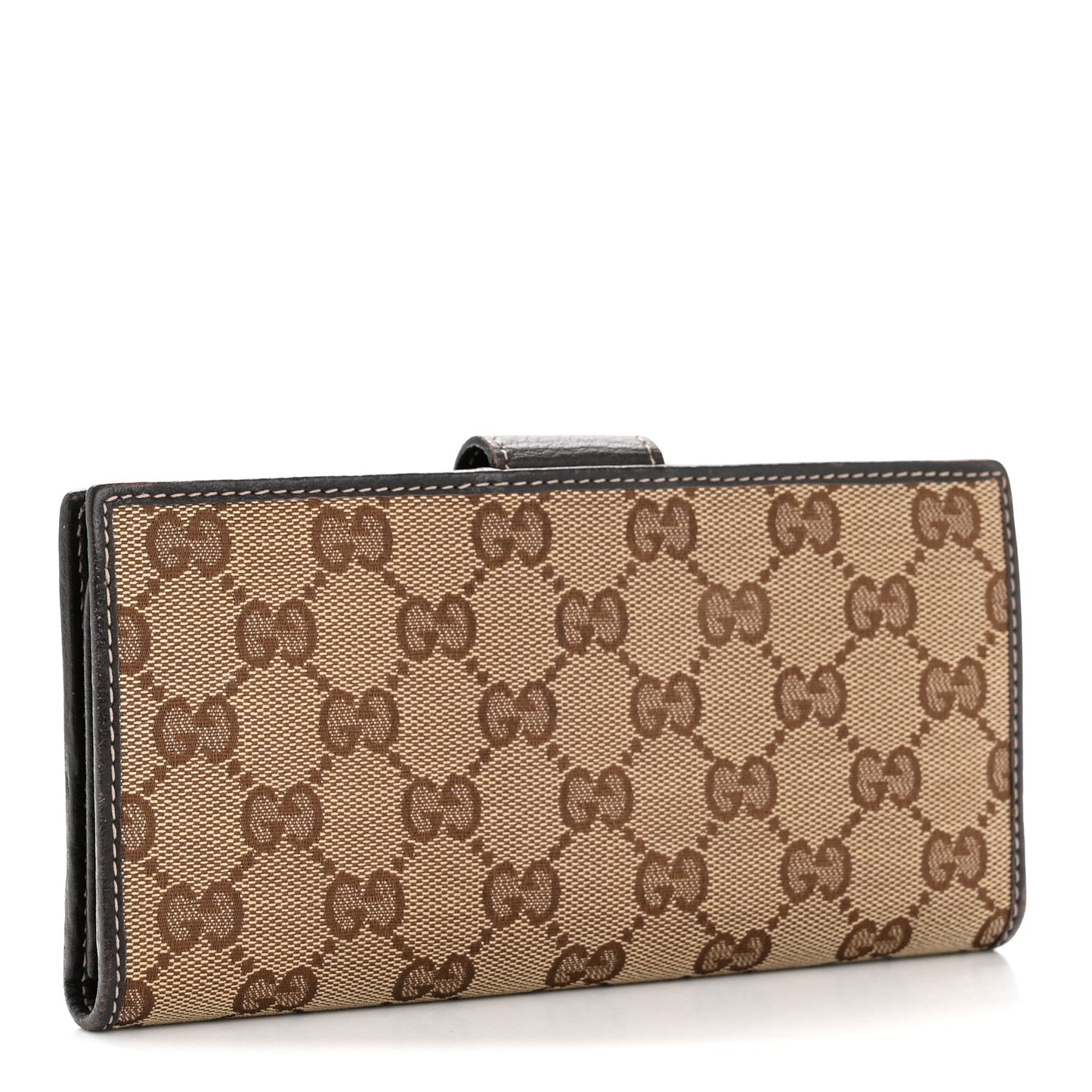 GG Plus Monogram Icon Bar Continental Flap Wallet Dark Brown
