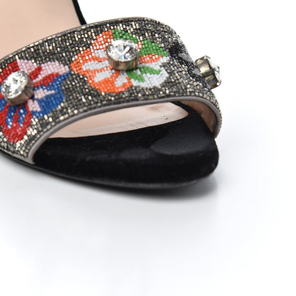 Fendi Velvet Sequin Floral Fantasia 39 Sandals Grey Multicolor 20 of 20