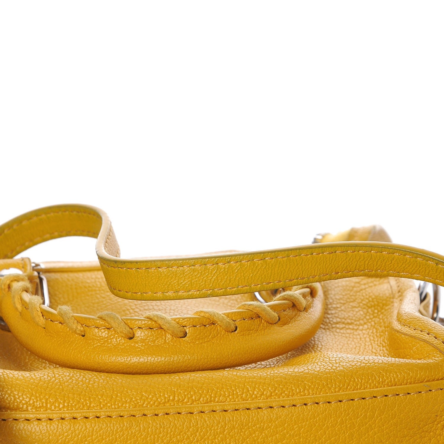 Balenciaga Chevre Silver Metallic Edge Hardware Nano City Jaune Epi 8 of 13