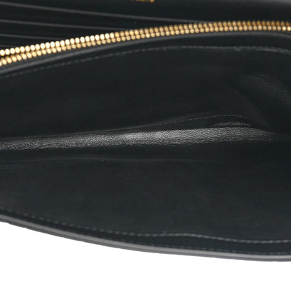 Saint Laurent Calfskin Crocodile Embossed Cassandre Wallet On Chain WOC Black 5 of 12
