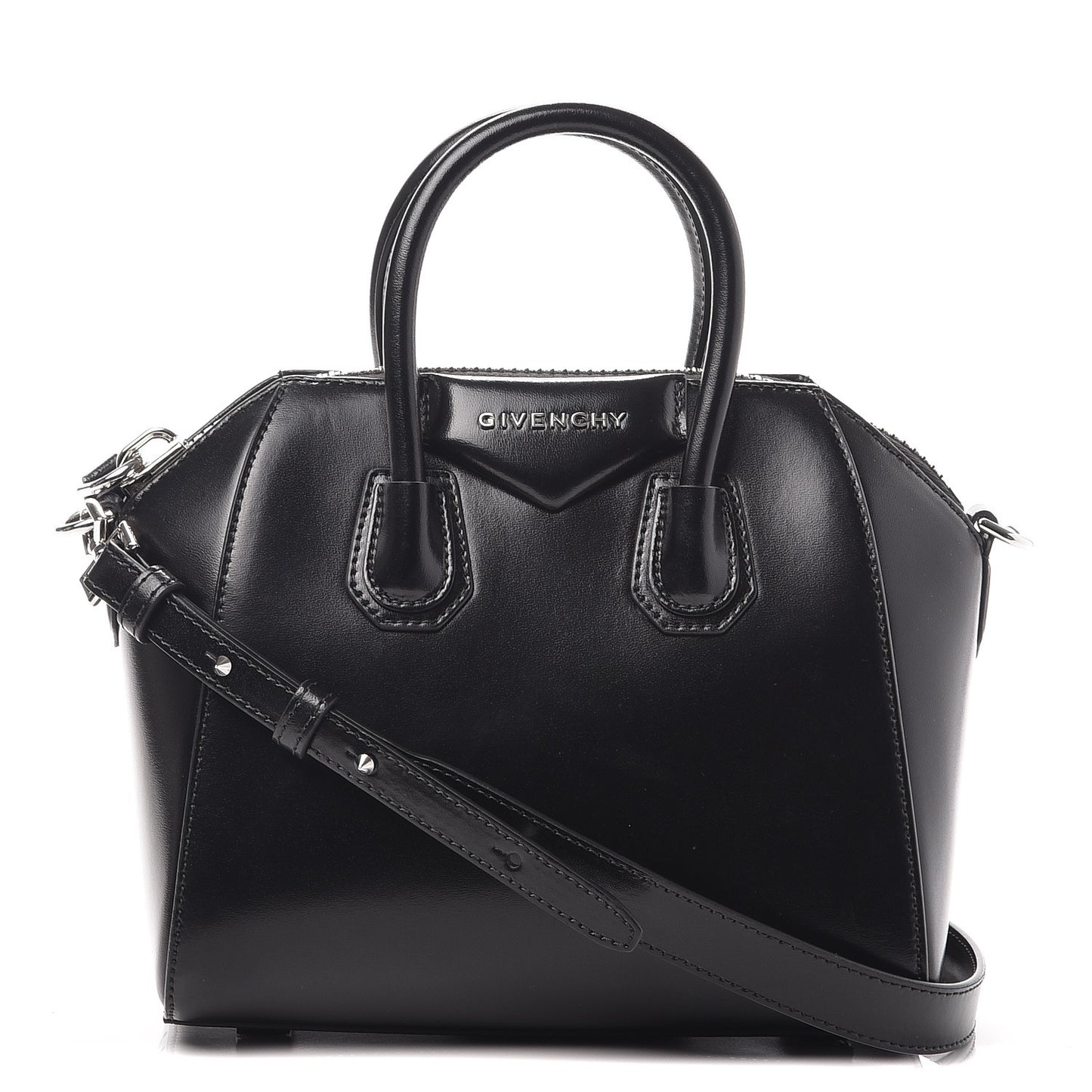 Shiny Lord Calfskin Mini Antigona Black