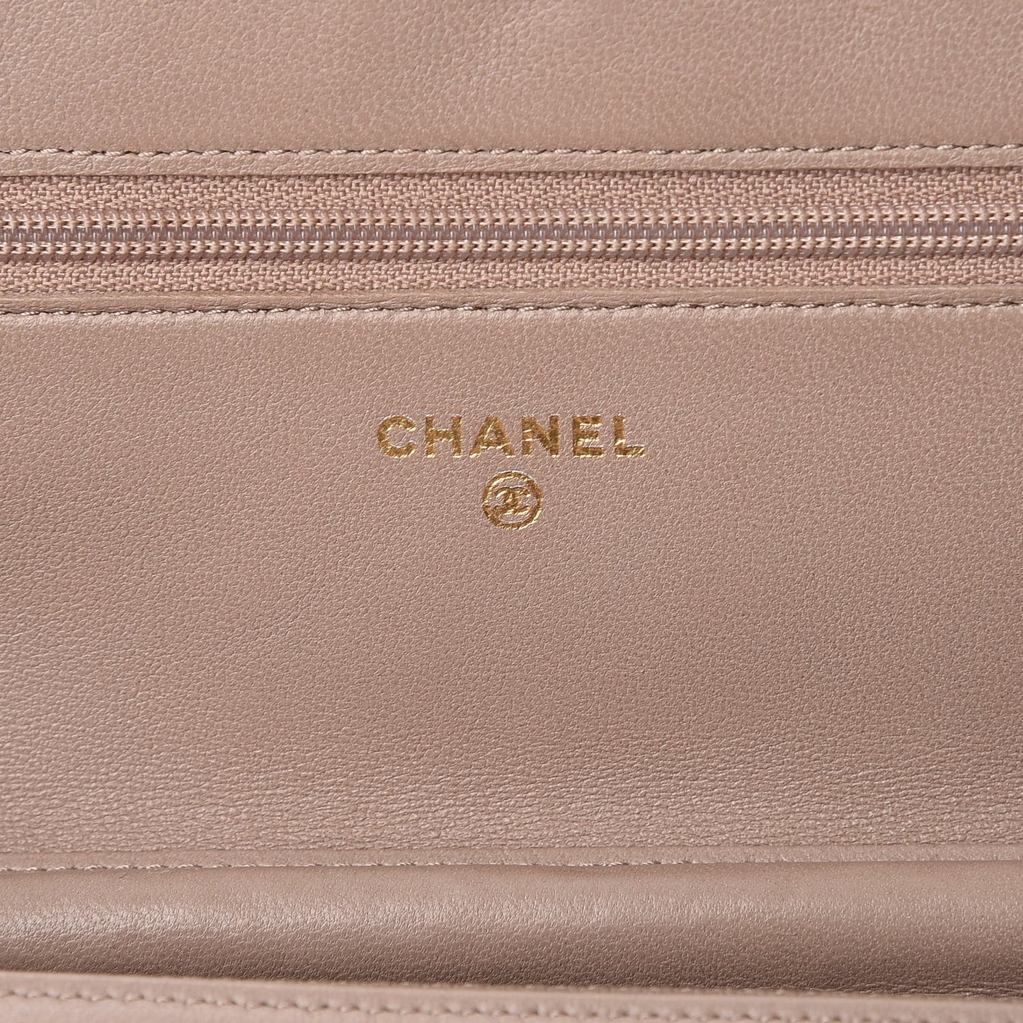 Lambskin Camellia Embossed Wallet on Chain WOC Beige