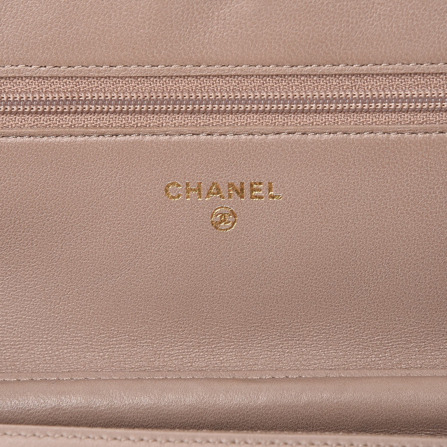 Chanel Lambskin Camellia Embossed Wallet on Chain WOC Beige 6 of 14