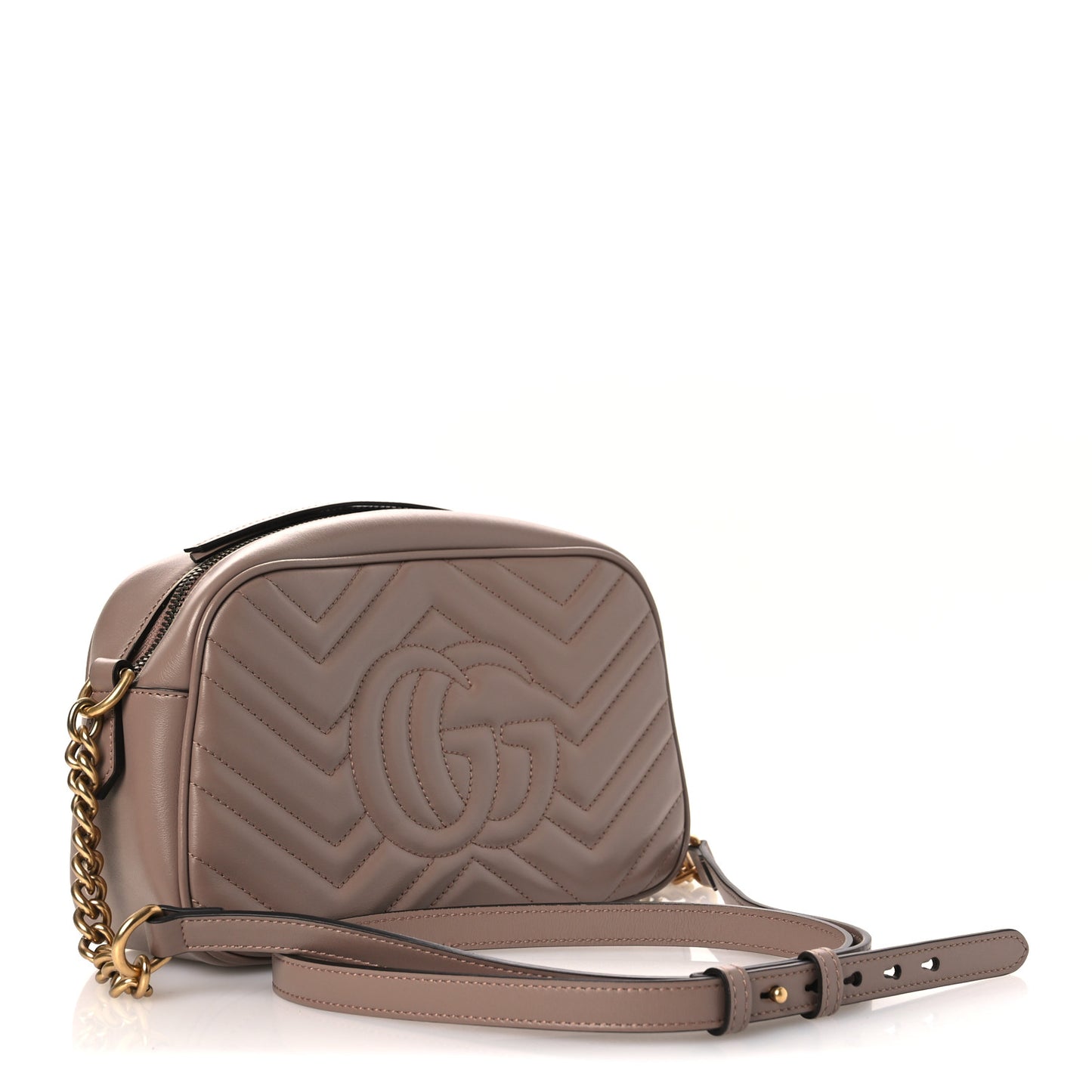 Calfskin Matelasse Small GG Marmont Chain Shoulder Bag Porcelain Rose