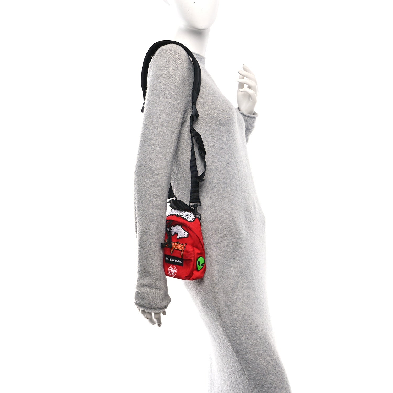 Balenciaga Recycled Casual Nylon Patches Mini Explorer Crossbody Backpack Red 2 of 11