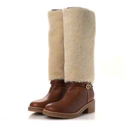 Christian Dior Calfskin Shearling D-Furious Boots 40.5 Dark Tan 4 of 10