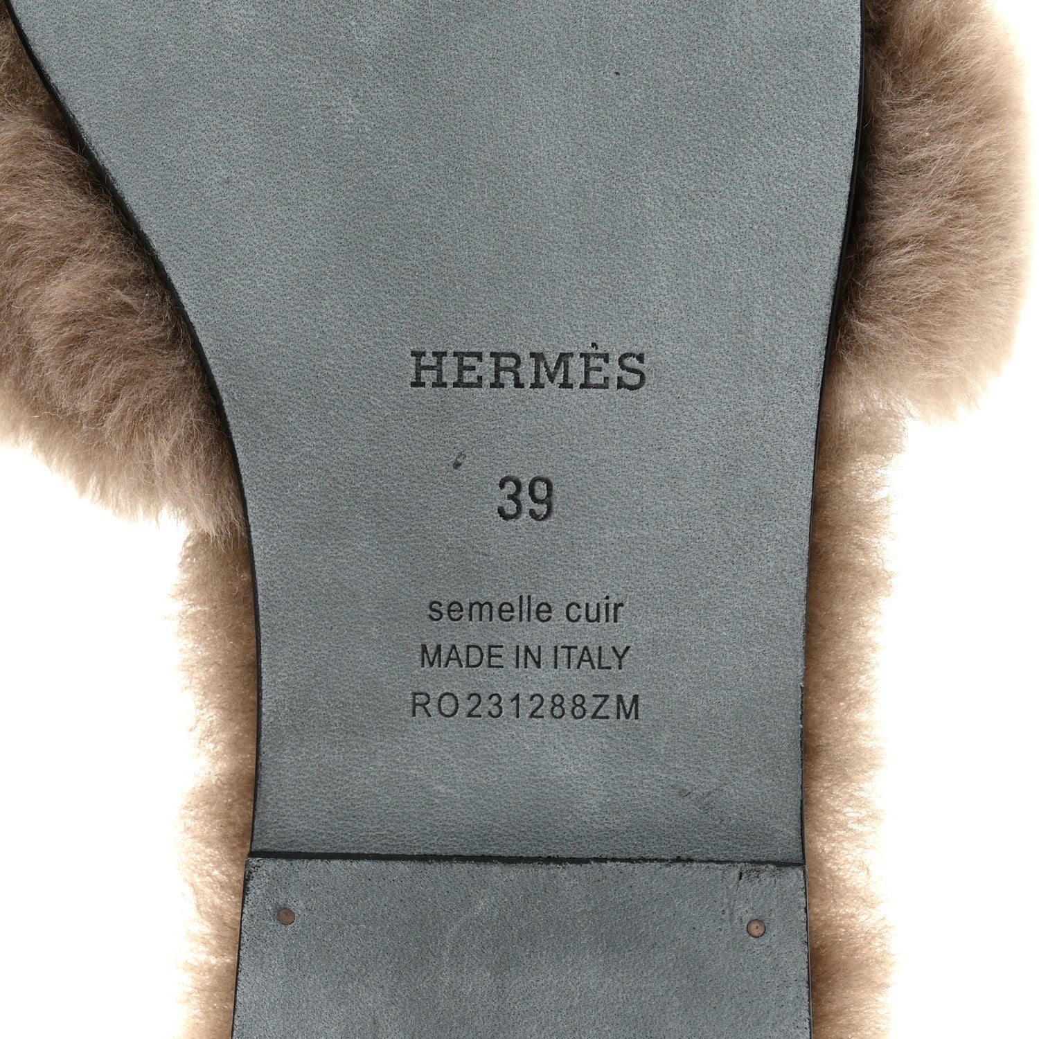 Hermes Woolskin Oran Sandals 39 Etoupe 8 of 8