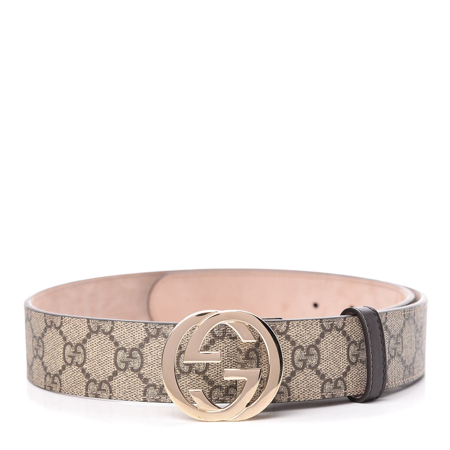 Gucci GG Supreme Monogram Interlocking G 37mm Belt 90 36 Beige Ebony Cocoa 1 of 8