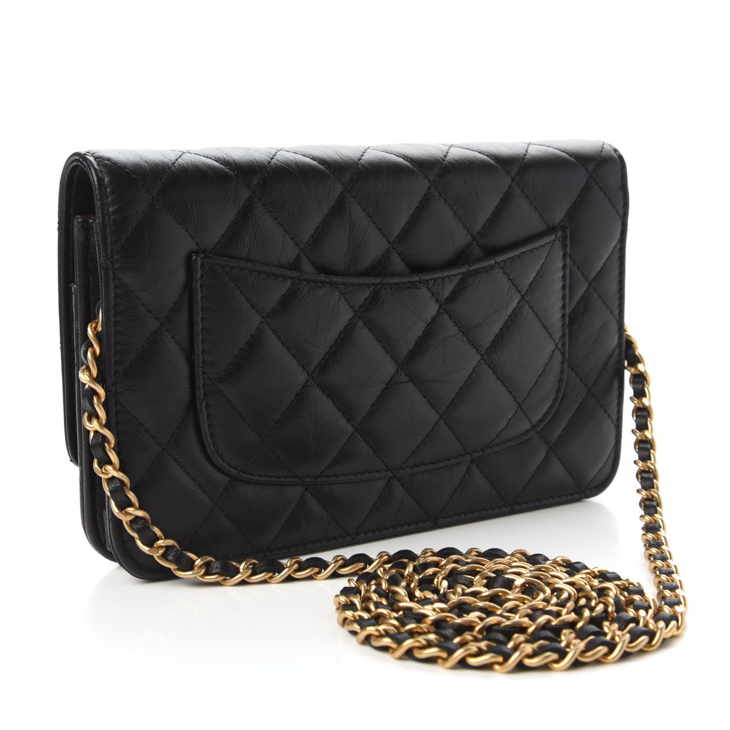 Chanel Aged Calfskin Quilted Reissue Wallet On Chain WOC Black 3 of 12
