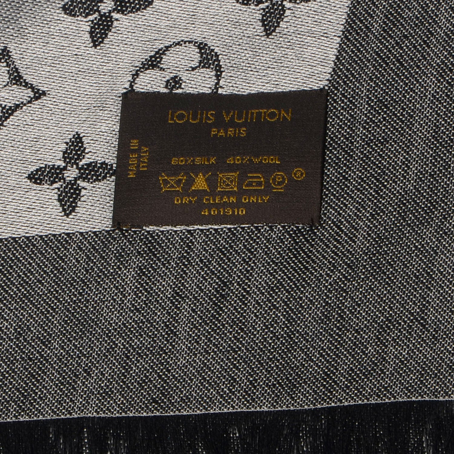 Louis Vuitton Silk Wool Monogram Denim Shawl Black 5 of 5