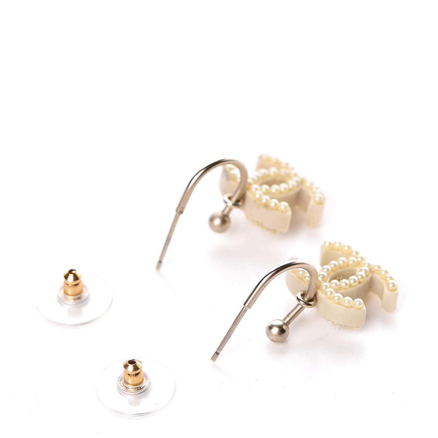 Pearl Resin CC Dangle Earrings Gold