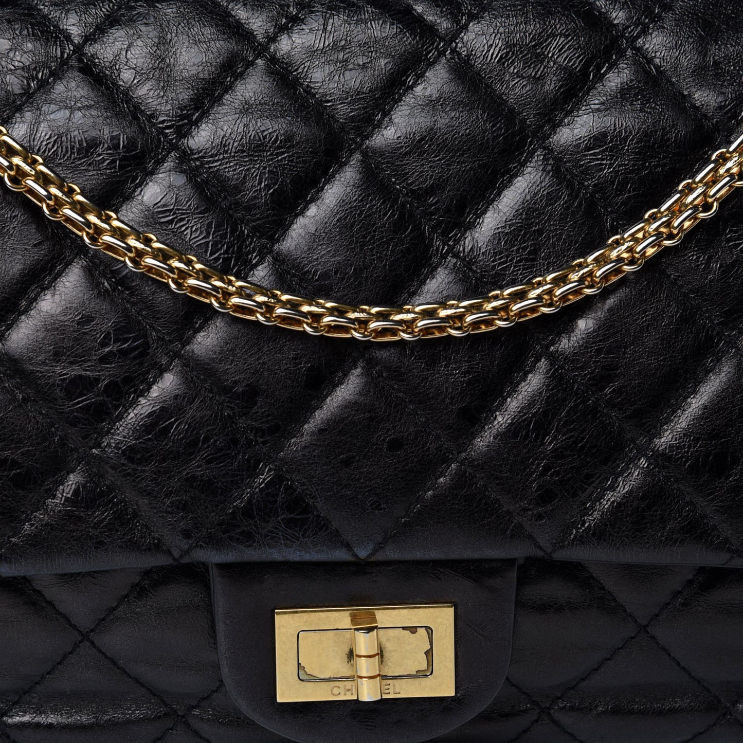 Aged Calfskin Quilted 2.55 Reissue 226 Flap Black