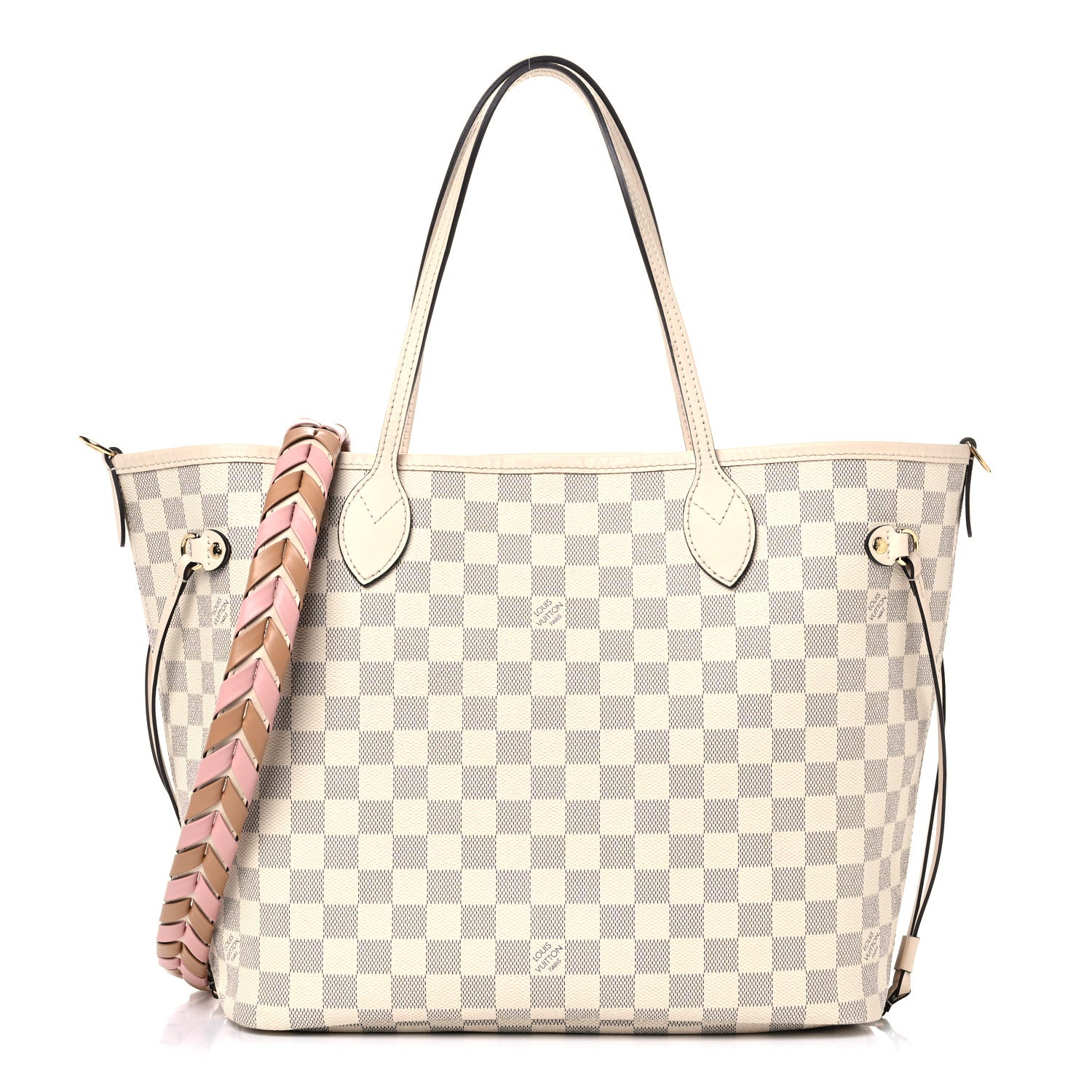 Louis Vuitton Damier Azur Braided Neverfull MM Pink 3 of 11