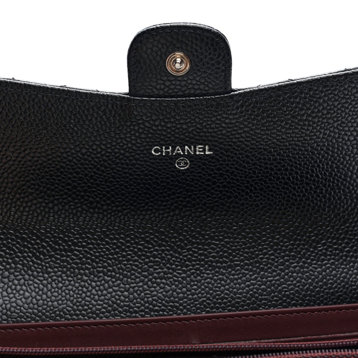 Caviar Quilted Large Gusset Flap Wallet Black