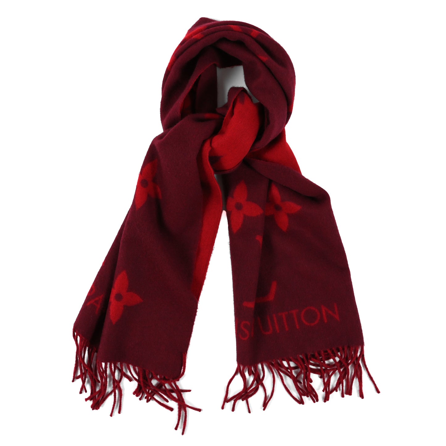 Cashmere Monogram Reykjavik Scarf Cherry