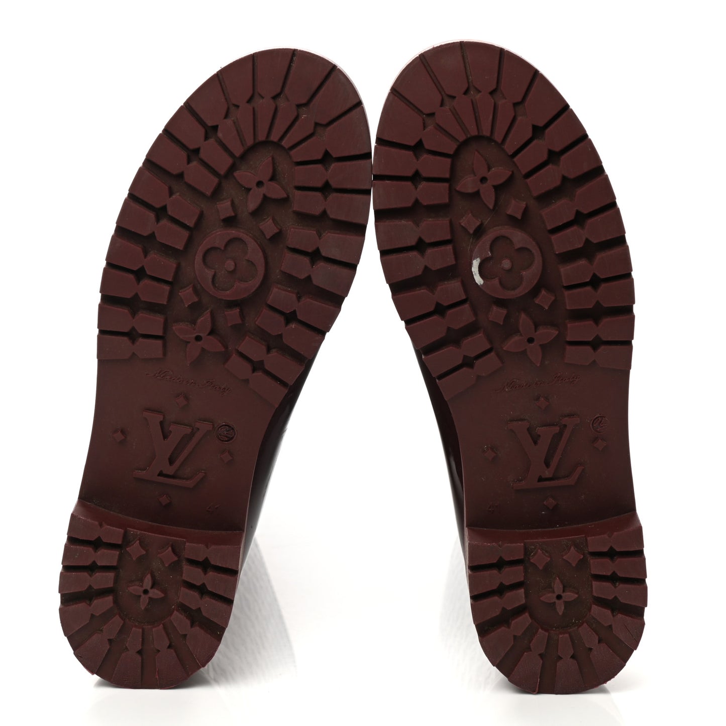 Rubber Embossed Monogram Splash Rain Boots 41 Burgundy