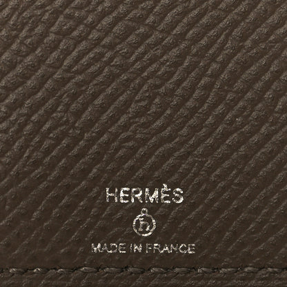 Hermes Epsom Chevre Mysore Crocodile Hippopotame Petit H Card Case Etoupe Craie Black 7 of 7