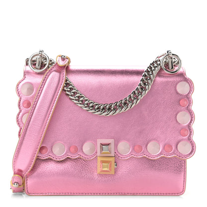 Fendi Vitello Catalan Mirror Scalloped Multi Studded Small Kan I Shoulder Bag Fuxia Chiaro 1 of 10