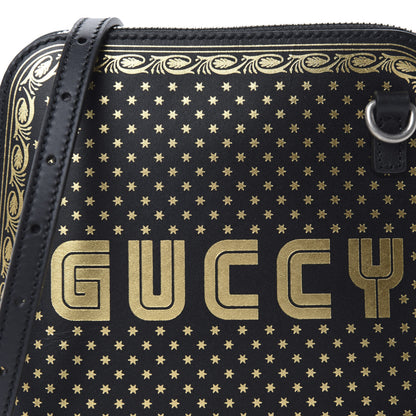 Gucci X SEGA Calfskin GUCCY Stars Mini Dome Shoulder Bag Black Gold 10 of 10