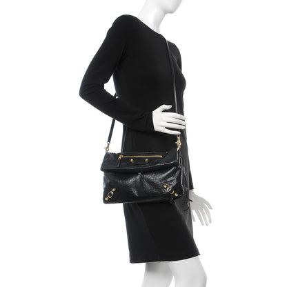Balenciaga Agneau Giant 12 Gold Hardware Envelope Strap Clutch Black 2 of 7