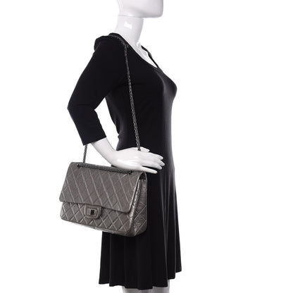 Chanel Metallic Aged Calfskin Quilted 2.55 Reissue 227 Flap Argent Fonce 2 of 11