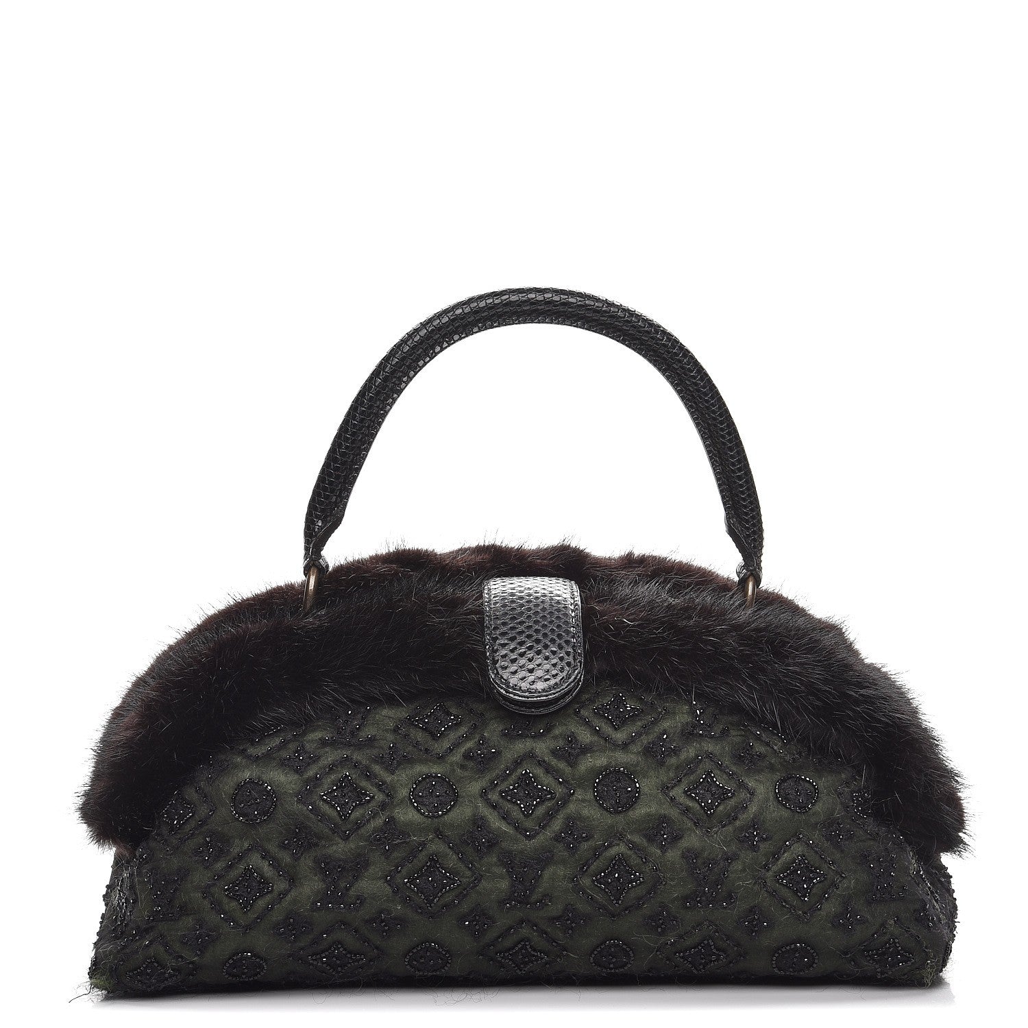 Louis Vuitton Mousseline Mink Lizard Beaded Demi Lune GM Vert 1 of 12