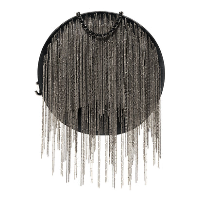 Chanel Lambskin Chain Fringe Round Clutch With Chain Black 1 of 15