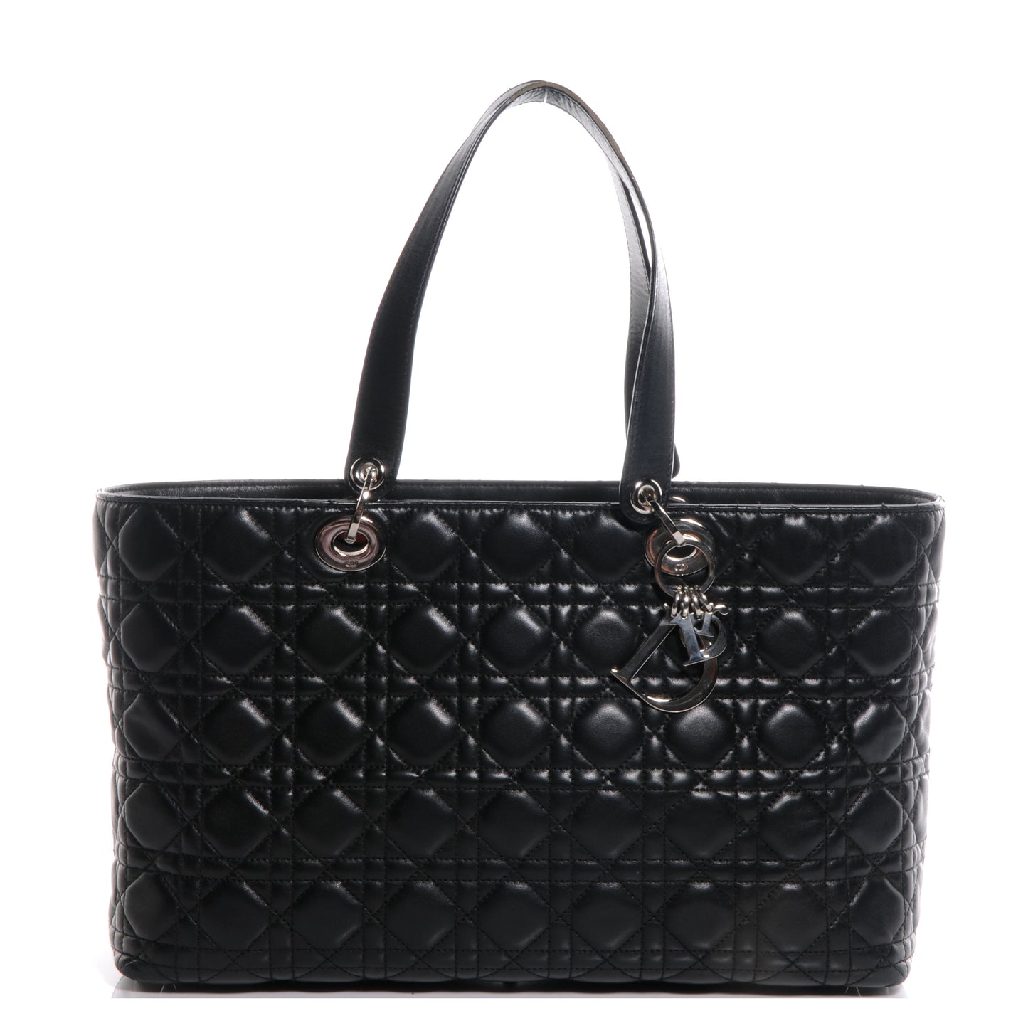 Lambskin Cannage Large Lady Dior Shopper Tote Black