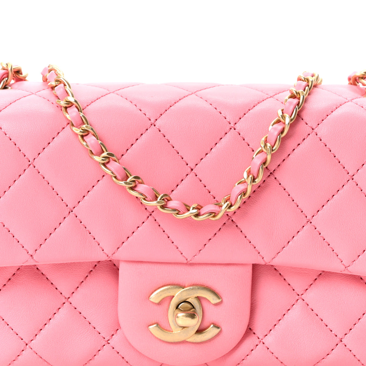 Chanel Lambskin Quilted Mini Rectangular Pearl Crush Flap Pink 8 of 10