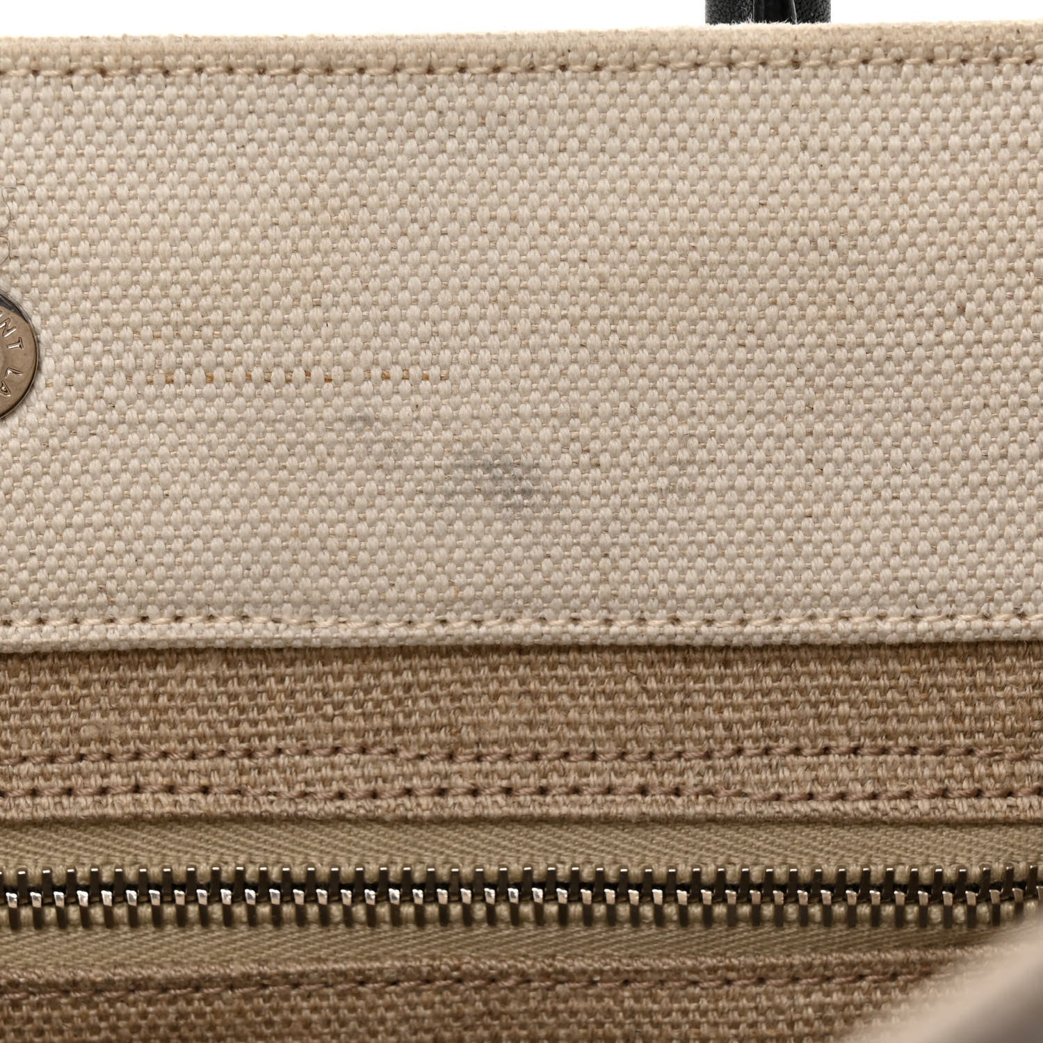 Saint Laurent Linen Calfskin Small Rive Gauche Tote Greggio Natural 10 of 11
