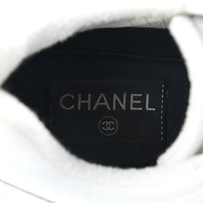 Chanel Calfskin Mesh Lycra Womens Logo Sneakers 39.5 White 6 of 16