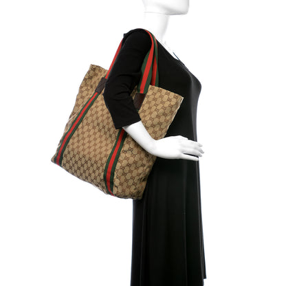 Gucci GG Monogram Medium Web Handle Vertical Tote Dark Brown 2 of 10