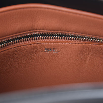 Fendi Vitello Baltico Century Dolce Waves DotCom Satchel Black Terracotta 7 of 12