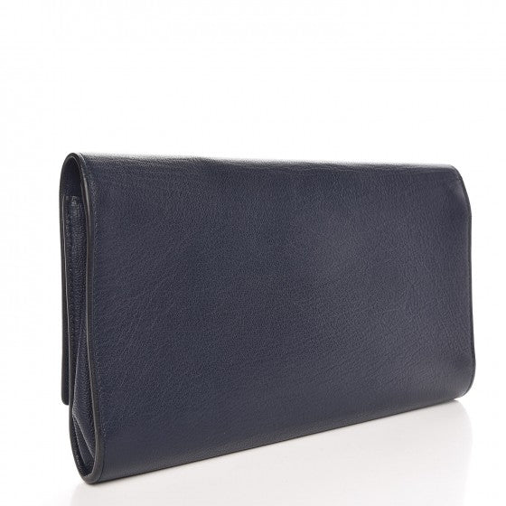 Goatskin Large Belle De Jour Clutch Navy