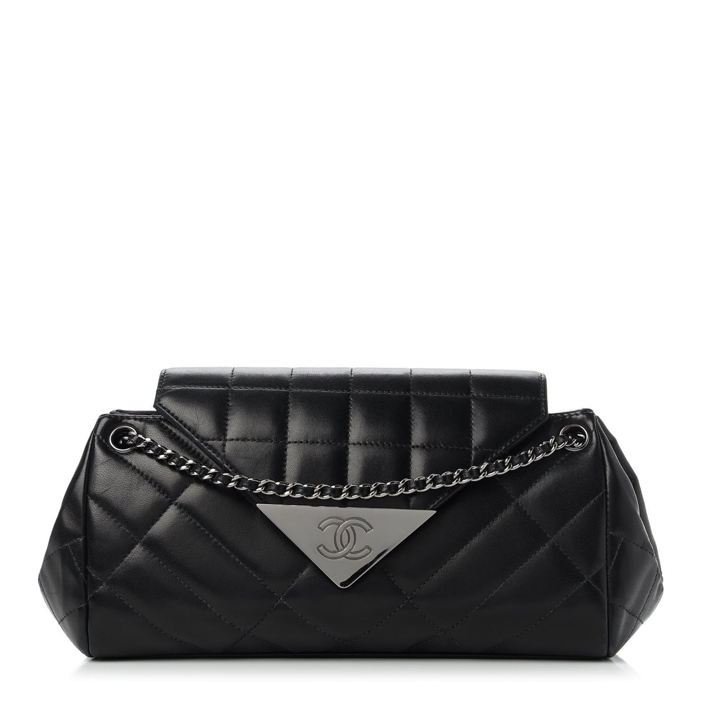 Lambskin Quilted Accordion Flap Black