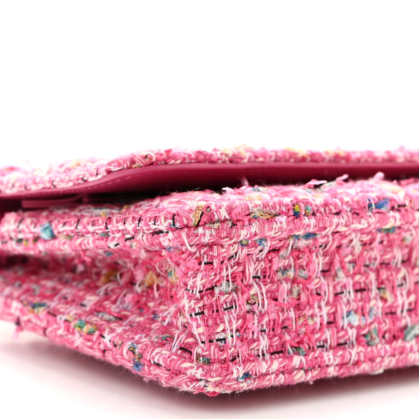 Tweed Quilted Wallet On Chain WOC Pink Blue White