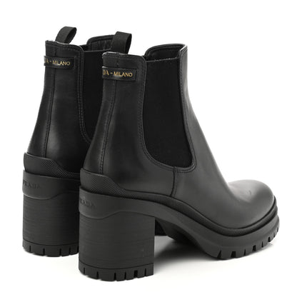 Prada Vitello Montana Lug Sole Chelsea 55mm Boots 37 Black 4 of 8