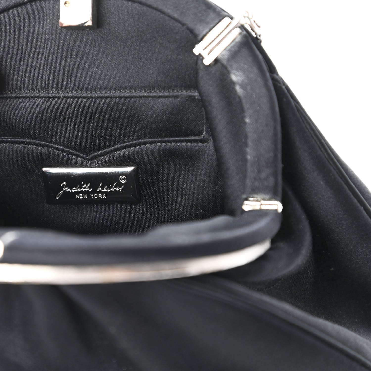Judith Leiber Satin Crystal Pleated Evening Bag Black 8 of 11